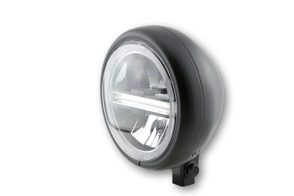 HIGHSIDER pro 5 3/4 inch headlight Pecos Type 6 LED Black Lower mounting, With TFL