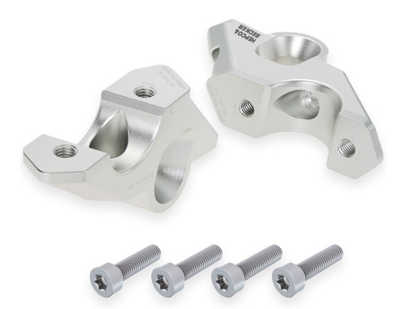 Handlebar riser H=30 mm with offset 33 mm back silver for BMW R 1300 GS (23-) Hepco & Becker