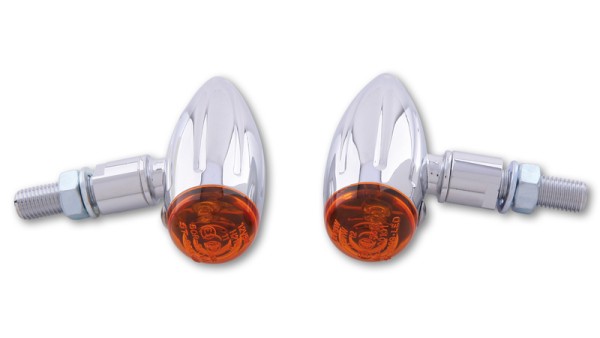 HIGHSIDER Smart Micro-Bullet bulb blinker housing chrome / lens orange (pair), front & rear