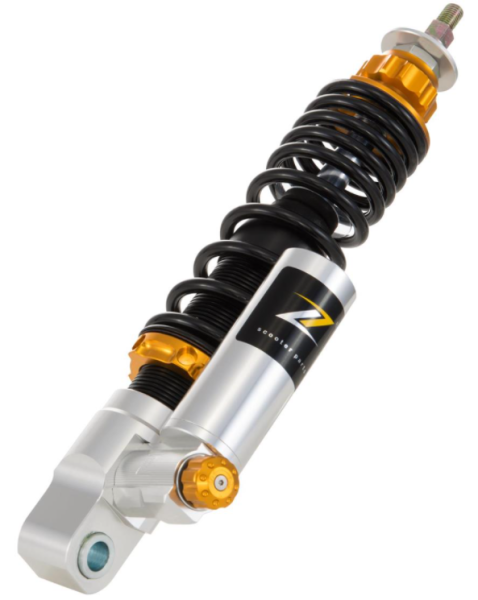 Shock absorber "Black Edition", front for Vespa Primavera/Sprint 50 -150ccm 2T/4T AC, silver/orange