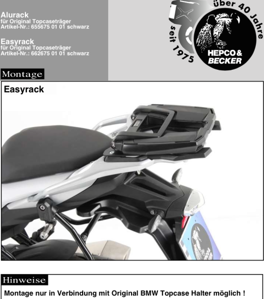 Easyrack top case for combination with original BMW case carrier for BMW 1000 XR (Bj.15-) | RWN-Moto.com | Motorcycle Motorcycle Tuning, spare parts, clothing and helmets