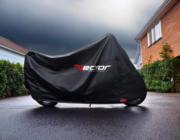VECTOR H2O indoor/outdoor tarpaulin for motorcycle/scooter with high windshield - Black - XL
