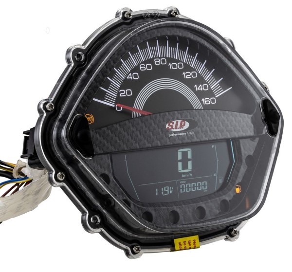 Tachometer/Speedometer for Vespa GTS/GTS Super/GTS SuperSport, i.e., 125-300cc (-'14), carbon-look