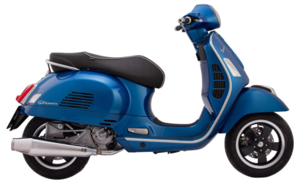 Racing exhaust for Vespa GTS/GTS Super/GTV/GT 60 125-300cc i.e., 4T, LC, polished stainless steel