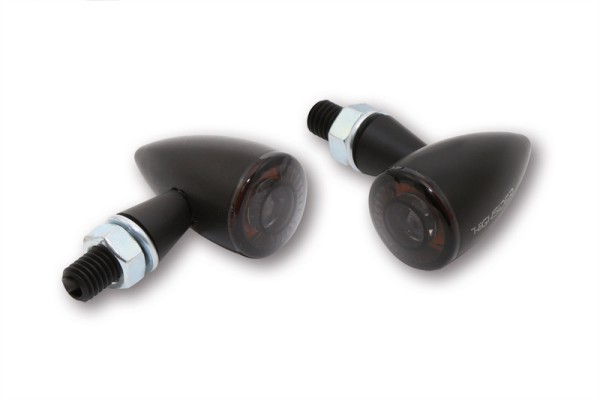 HIGHSIDER Pro Apollo Bullet LED turn signal housing black / lens smoke gray (pair), front & rear