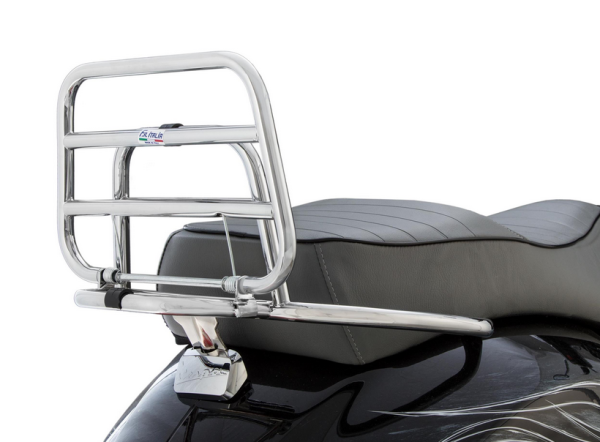 Rear luggage rack for Vespa GTS /GTS Super /GTV /GT 60, 125-300cc, folding, chrome