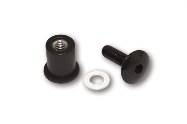 HIGHSIDER aluminum fairing screws with rubber nuts, 8 pieces, M6