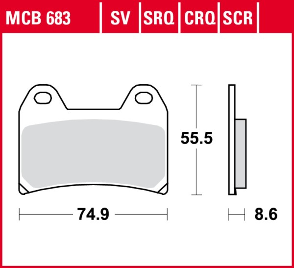TRW Brake Pad Set MCB683TRQ, Sintered Metal, ECE R90 Approved