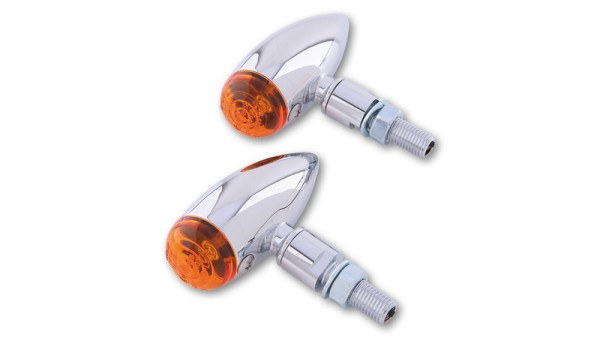HIGHSIDER Smart Micro-Bullet bulb blinker housing chrome / lens orange (pair), front & rear