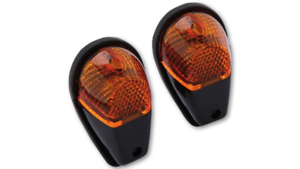 HIGHSIDER Smart fairing turn signal bulbs Turn signal housing black / lens orange (pair), front