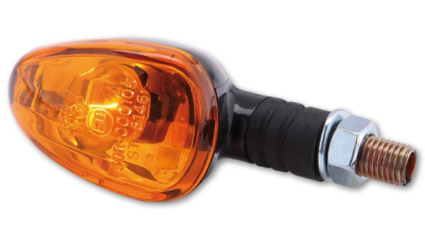 HIGHSIDER Smart Little Duke bulbs Mini turn signal housing black / lens orange (pair), front & hi