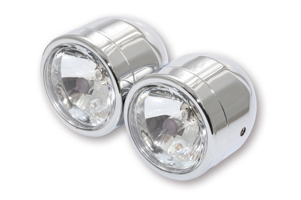 HIGHSIDER smart set with 2 headlights chrome high beam and low beam, E-approved (pair)