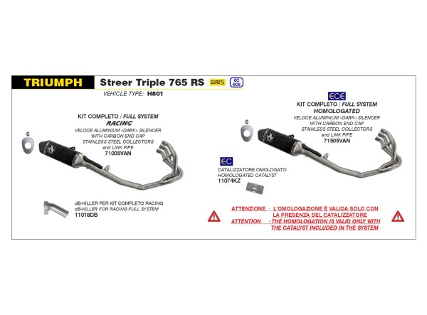 ARROW Racing Komplettanlage für Triumph Street Triple 765 RS Modelljahr 2023-