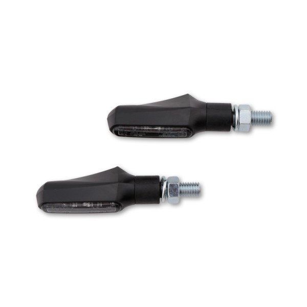 HIGHSIDER Smart Shorty-Fin LED turn signal housing black / lens smoke gray (pair), front & rear