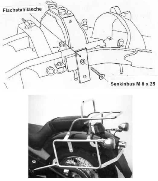 Tubular luggage rack top case carrier and side case carrier chrome for Honda VT 600 C (88-00)