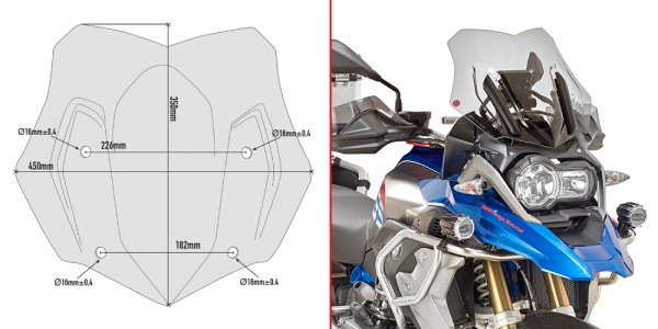 Windshield tinted for BMW R 1200 GS (Bj. 16-18) / R 1200 GS Adventure (Bj. 16-18) / R 1250 GS (19 -)