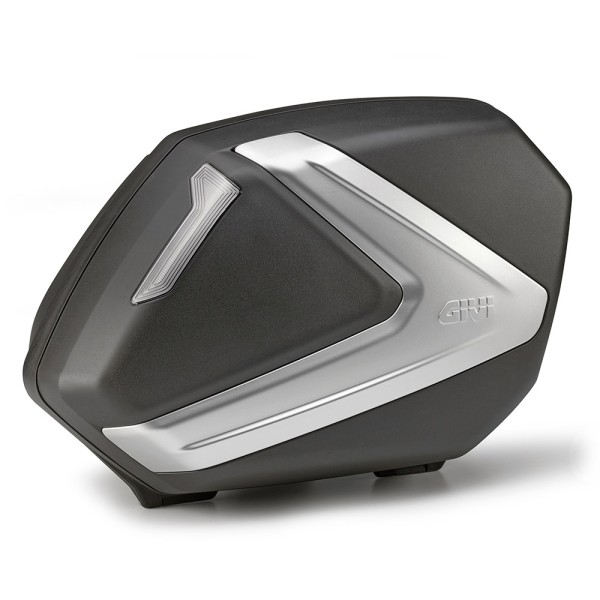 V37 TECH side case set MONOKEY with silver cover and transparent reflectors Givi