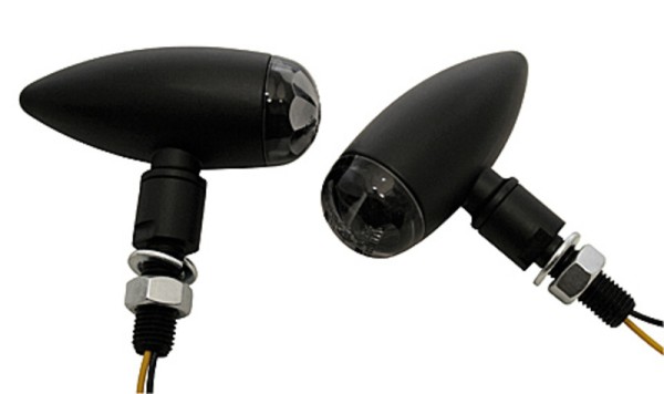 HIGHSIDER Pro Micro-Bullet LED Indicator Housing Black / Lens Clear (Pair), Front & Rear