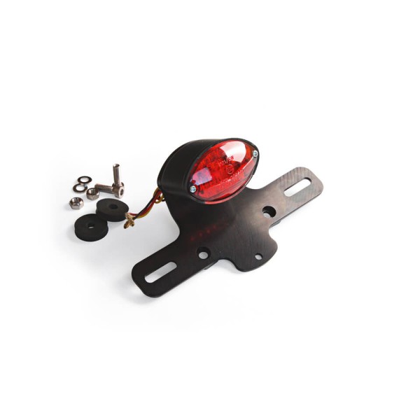LSL CLUBMAN Rücklicht schwarz/rotes Glas 66mm mit LED