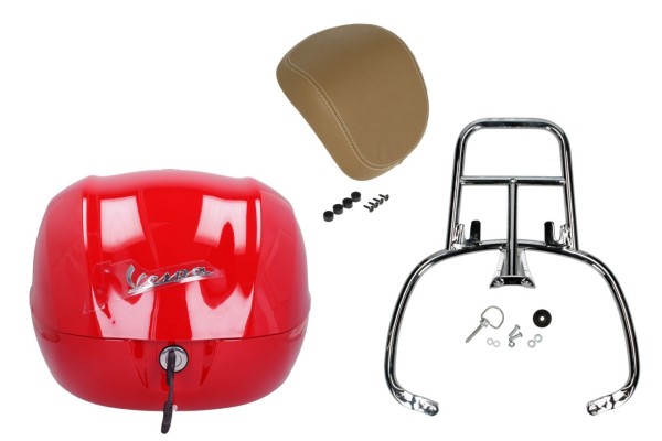 Topcase Kit 32L red dragon (894), back cushion beige for Vespa Sprint / Primavera