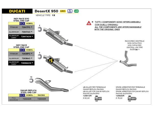 ARROW Auspuff INDY RACE EVO Titan für Ducati Desert X 950 ab Modelljahr 2022-