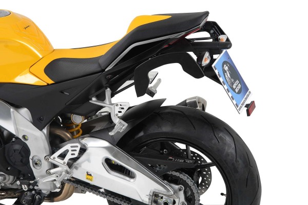 C-Bow side carrier black for Aprilia Tuono V4 R (11-14) / Tuono V4 1100 RR (15-20) Hepco & Becker