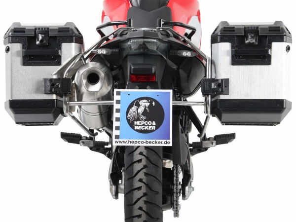 Case carrier set Cutout stainless steel carrier incl. case set Xplorer Cutout silver for BMW F 800 GS