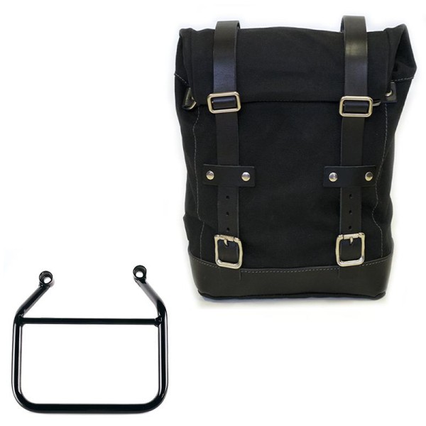 Canvas side bag left 10L-14L + frame Triumph Scrambler 400 X - Black/Black