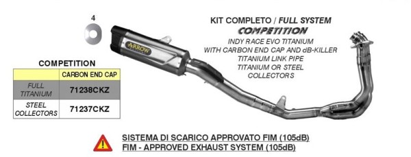 ARROW COMPETITION Komplettanlage mit Indy Race EVO Endschalldämper für Triumph Street Triple 765 RS