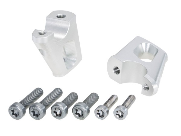 Handlebar riser H=25 mm with offset 23 mm back silver for BMW R nineT Urban G/S (17-23)