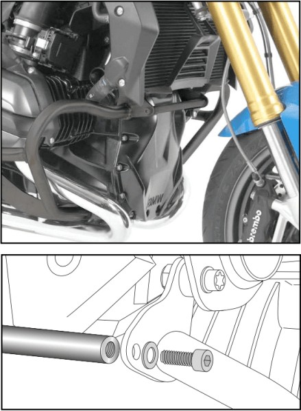 Stiffening strut anthracite for engine guard for BMW R 1200 GS LC (13-18) Hepco & Becker