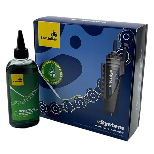 Scottoiler vSystem chain oiler Universal Edition + biodegradable green lubricant