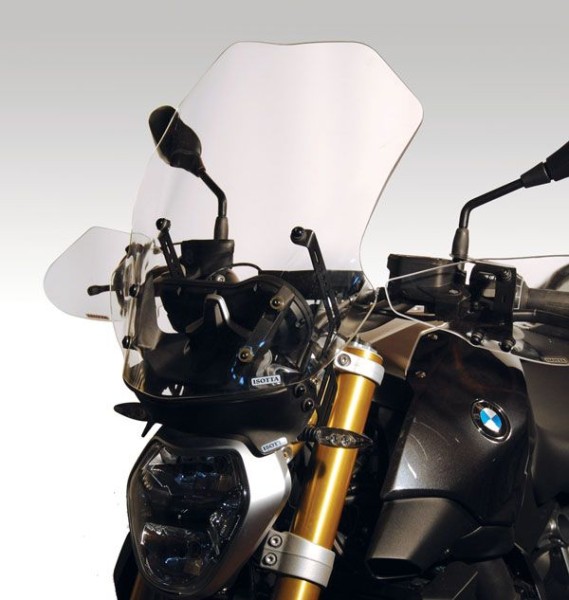 High windshield and anti-glare spoiler for BMW R 1200 R (15-18), transparent