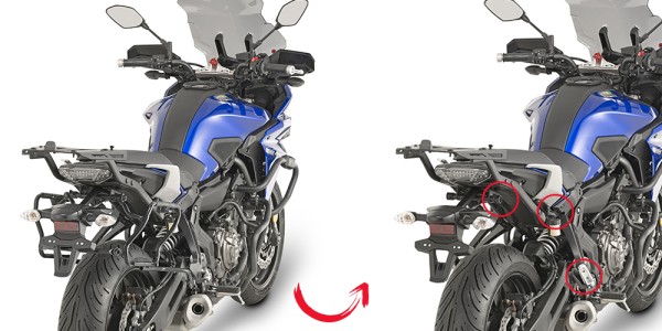 Side case carrier removable for Yamaha MT-07 Tracer (Bj.16-18) Givi