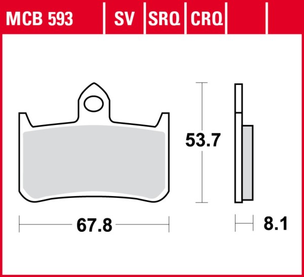 TRW front brake pad set MCB593TRQ, sintered metal, homologated ECE R90