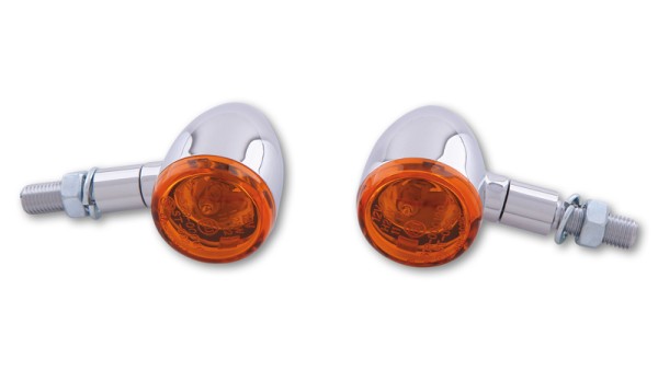 HIGHSIDER Smart Bullet Light bulb blinker housing chrome / lens orange (pair), front & rear