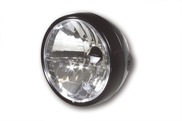 HIGHSIDER smart 6 1/2 inch headlight, black metal housing, with parking light, E-approved (1pc)