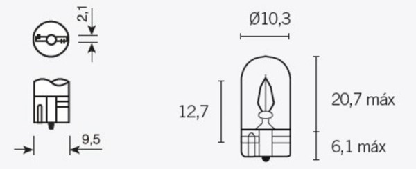 Tecnium T10 bulbs 12V 3W - x10