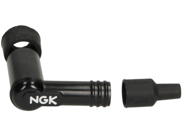 NGK spark plug connector, LB05F, black, 90° angle, for connection thread