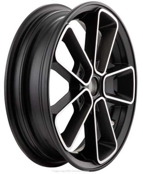 Rim front/rear 12" for Vespa GTS/GTS Super/GTV/GT 125-300cc, black with silver rim