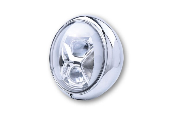 HIGHSIDER pro 7 inch headlight HD-Style Type 8 LED chrome With TFL, bend lighting, E-approved (1pc)