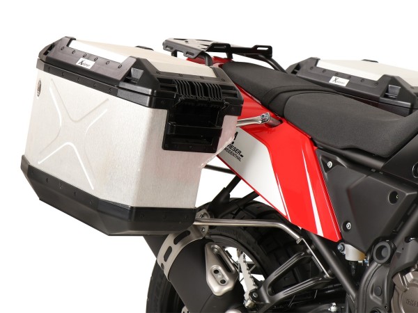 Luggage carrier set Cutout stainless steel incl. Xplorer Cutout silver luggage set for Yamaha Ténéré 700 (2019-2024)