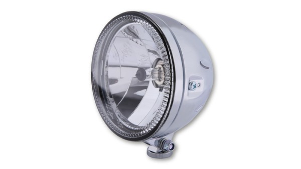 HIGHSIDER pro 5 3/4 inch main headlight Skyline H4 chrome LED parking light ring, E-approved (1pc)