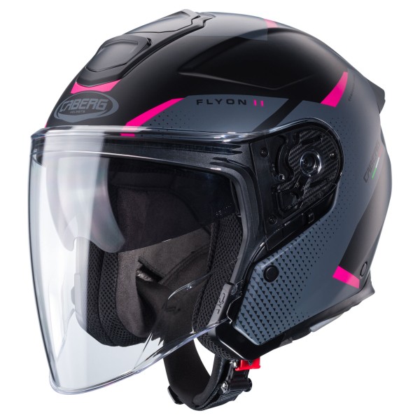 Caberg helmet Flyon II Boss matt-black/grey-fuchsia