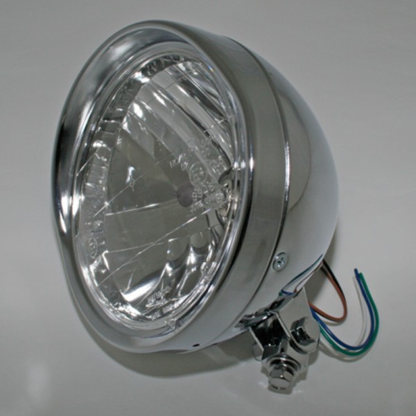 HIGHSIDER smart 6 1/2 inch headlight Cruiser Chrome With shade, E-approved (1pc)