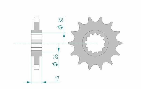 AFAM Standard front steel pinion 20603 - 530