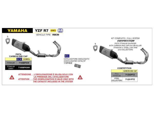 ARROW COMPETETION Komplettanlage für Yamaha R7 Modelljahr 2021-