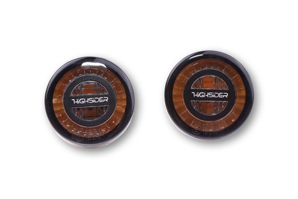 HIGHSIDER Pro Rocket LED turn signal housing black / lens smoke gray (pair), front & rear