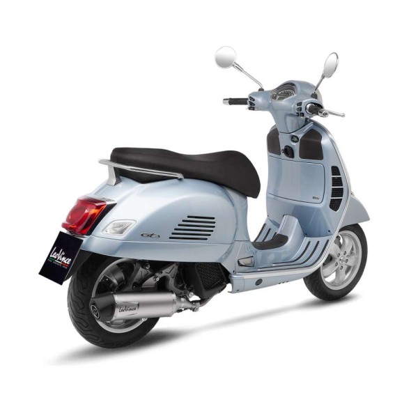 LeoVince exhaust system LV One Evo for Vespa GTS 125 /Super, silver, slip on, E-certificate, Euro5
