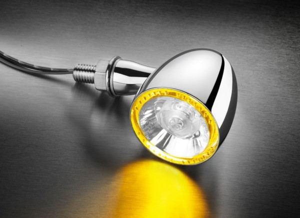 Kellermann turn signal with position light, Bullet 1000 PL, steel, LED, VL/VR, 12 V, chrome glossy